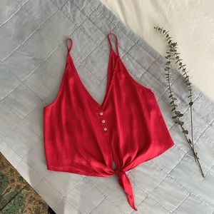 Free People Satin Tie Front Crop Tank